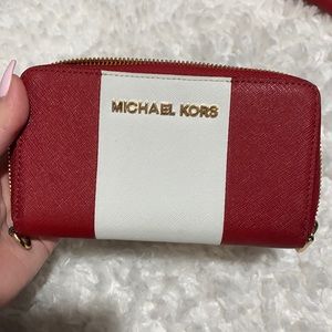 Michael Kors Wallet Red and White Stripe (Small)